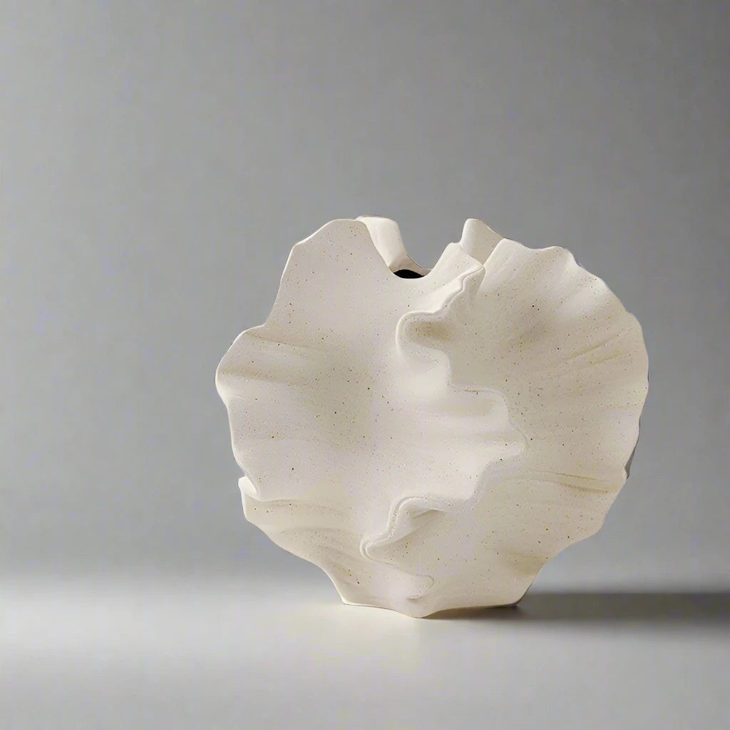Nordic Ceramic Coral Vase – Modern Beige Matte