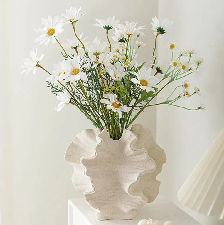 Nordic Ceramic Coral Vase – Modern Beige Matte