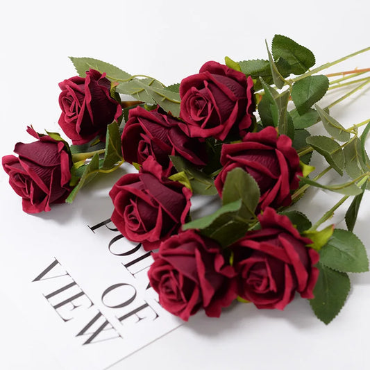 Artificial Roses – Realistic Faux Rose Flower Branch for Home Décor