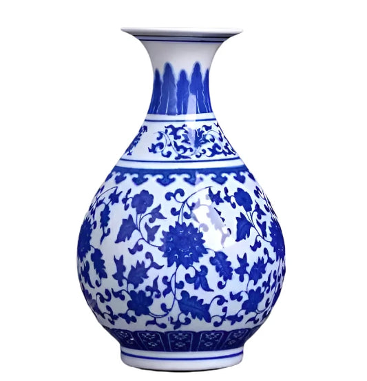 Jingdezhen Vintage Ceramic Vase – White & Blue Traditional Art