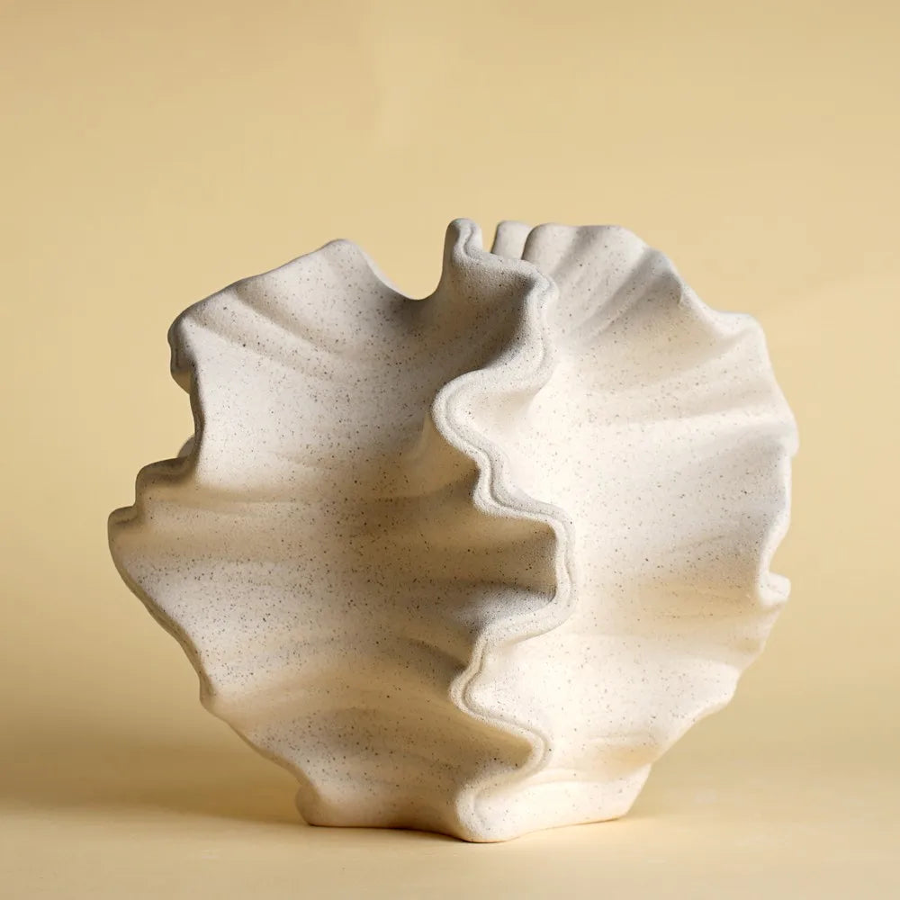 Nordic Ceramic Coral Vase – Modern Beige Matte