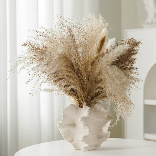 Nordic Ceramic Coral Vase – Modern Beige Matte